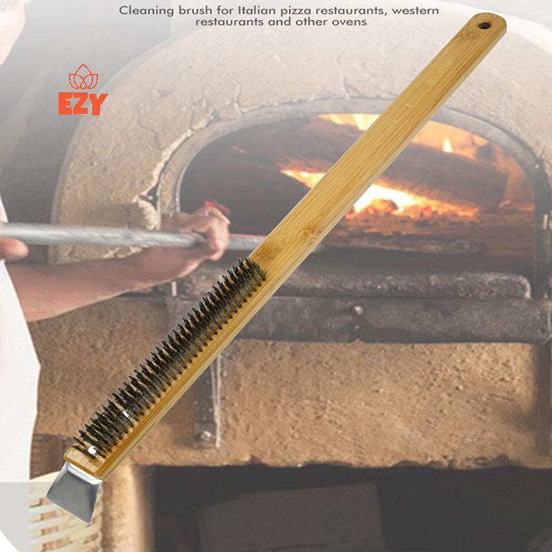 EZY แปรงเตาอบพิซซ่าด้ามไม้ Grill Scraper แปรงทําความสะอาดในครัวเรือนเครื่องมือพิซซ่าสําหรับเตาอบทําค