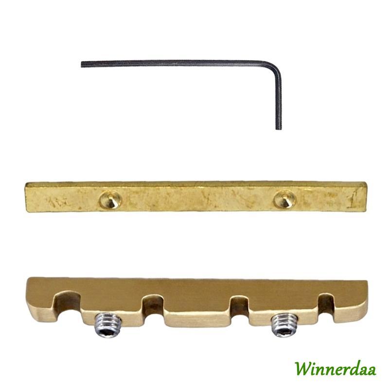 WIN ไฟฟ้าเบสกีตาร์ทองเหลืองอ่อนนุช 38 มม.ความยาว Roller Grooves String Spacing ปรับความสูงชุด