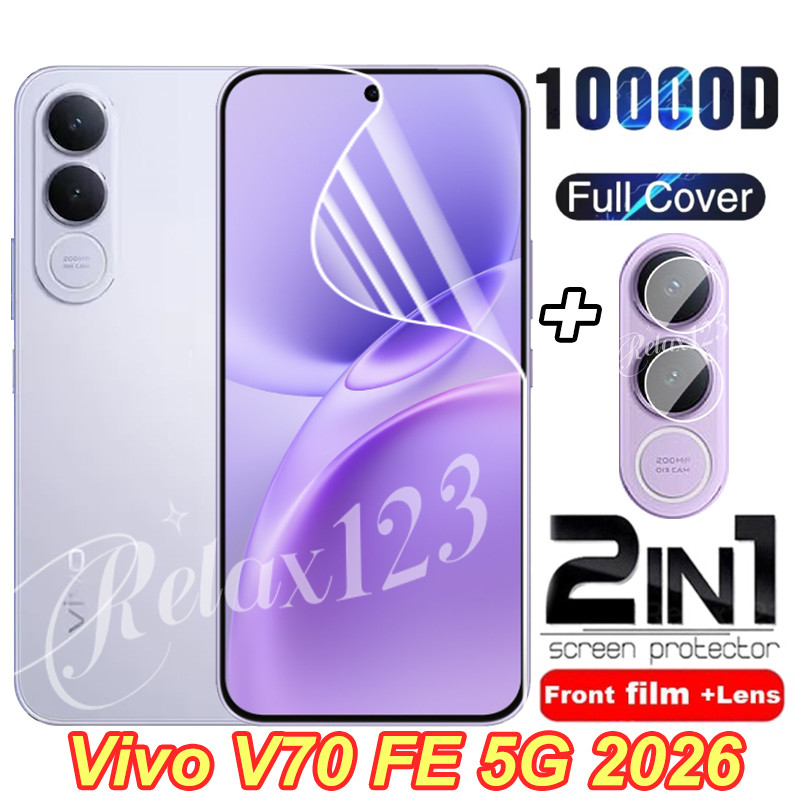 สําหรับVivo V70 FE 5G 2IN1 ด้านหน้าHydrogelฟิล์มและเลนส์ฟิล์มสําหรับVivo V70 V70 Elite VIVO V70fe V7
