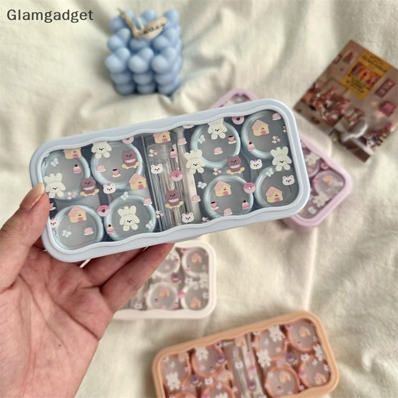 [Glg] น่ารักแบบพกพาการ์ตูนสุนัขหมีคอนแทคเลนส์ตาพร้อมกระจกกรณีเลนส์สีคอนเทนเนอร์กล่องสําหรับปาร์ตี้ชุ