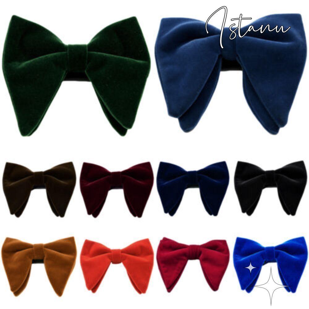 ISTANU Mens Large Bow Tie, Adjustable Solid Bow Tie, Velvet Big Bow Tie งานแต่งงาน