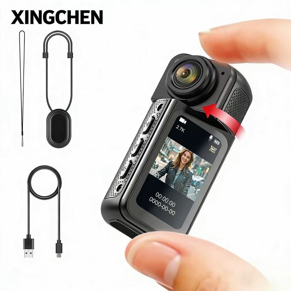 XINGCHEN กล้องนิ้วหัวแม่มือ 2.7K HD 180° หมุน WIFI Sport DV เครื่องบันทึกปั่นจักรยาน แม่เหล็กดูด กล้