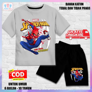 ชุดเสื้อยืดและกางเกงขาสั้นสไปเดอร์แมนสำหรับเด็ก! "สินค้าใหม่" "ดีไซน์สไปเดอร์แมนเท่ ๆ" น่าดูและกำลังฮิต ผ้าฝ้ายเนื้อนุ่