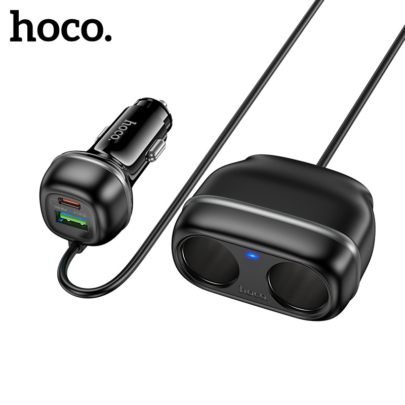 Hoco Z59 Car Charger ไฟแช็ก 12V-24V Dual USB-C USB-A Car Charger Socket 48W Car Auto Splitter Power 