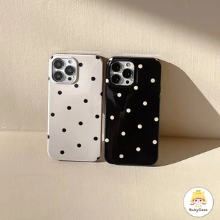 เคสไอโฟน 16 17 สำหรับ iPhone 11 13 15 12 14 Pro Max 7 16 14 15 8 Plus X XR XS Max 15 Pro เคสผิวมันลายจุดน่ารักเรียบง่าย