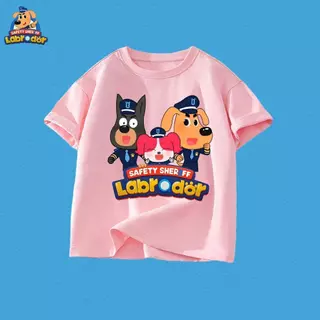 New [COD]XK2 พร้อมส่ง เสื้อยืดเด็ก นายอำเภอลาบราดอร์ Sheriff Labrador Kid‘T-shirt พิมพ์ลาย แขนสั้นท็อปส์ 88+ เสื้อผ้า