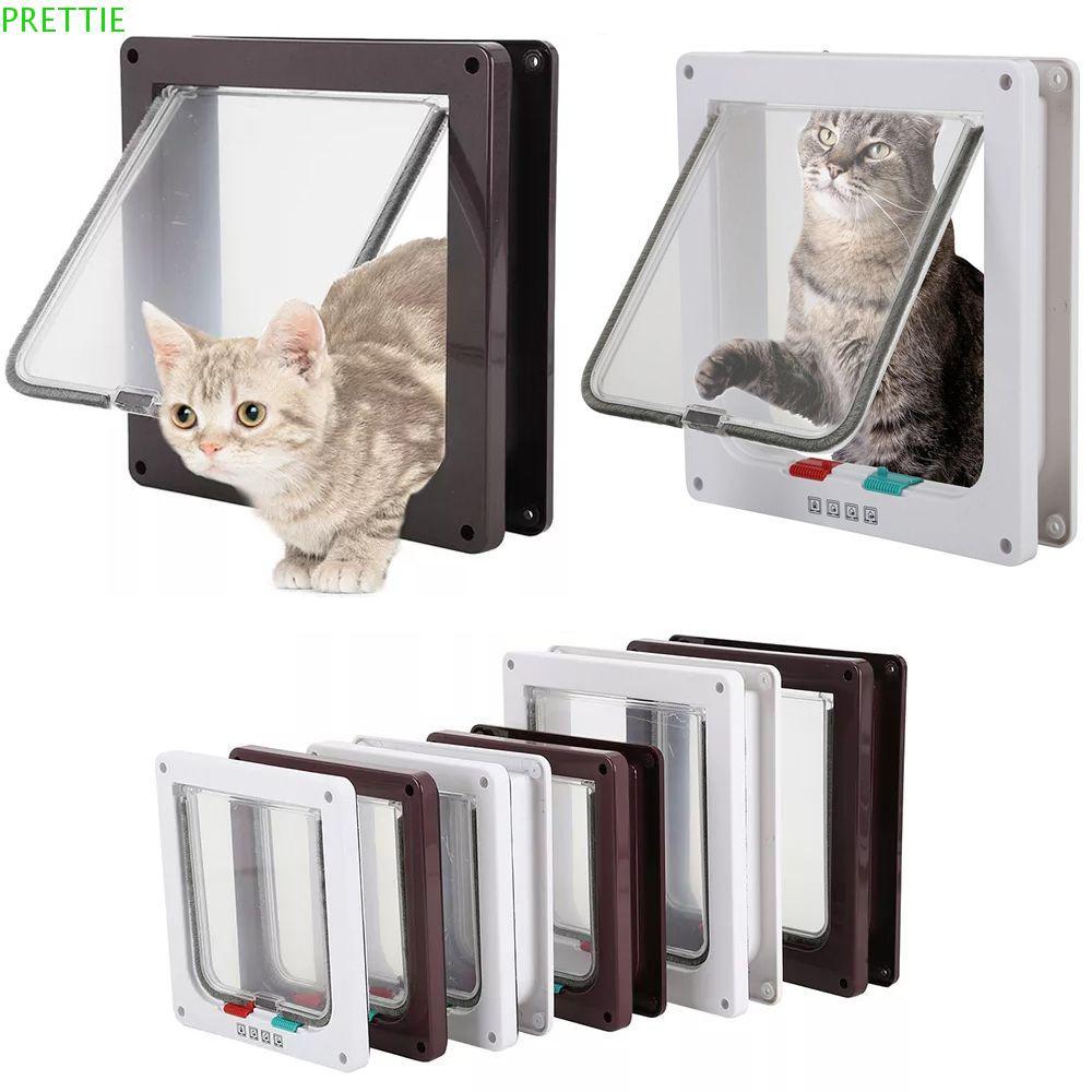 PRETTIE ประตูแมวพร้อมล็อครักษาความปลอดภัย Weatherproof สําหรับสุนัขขนาดเล็ก, Cats Smart Simple Design 4 ขนาดอุปกรณ์สัตว์เลี้ยง