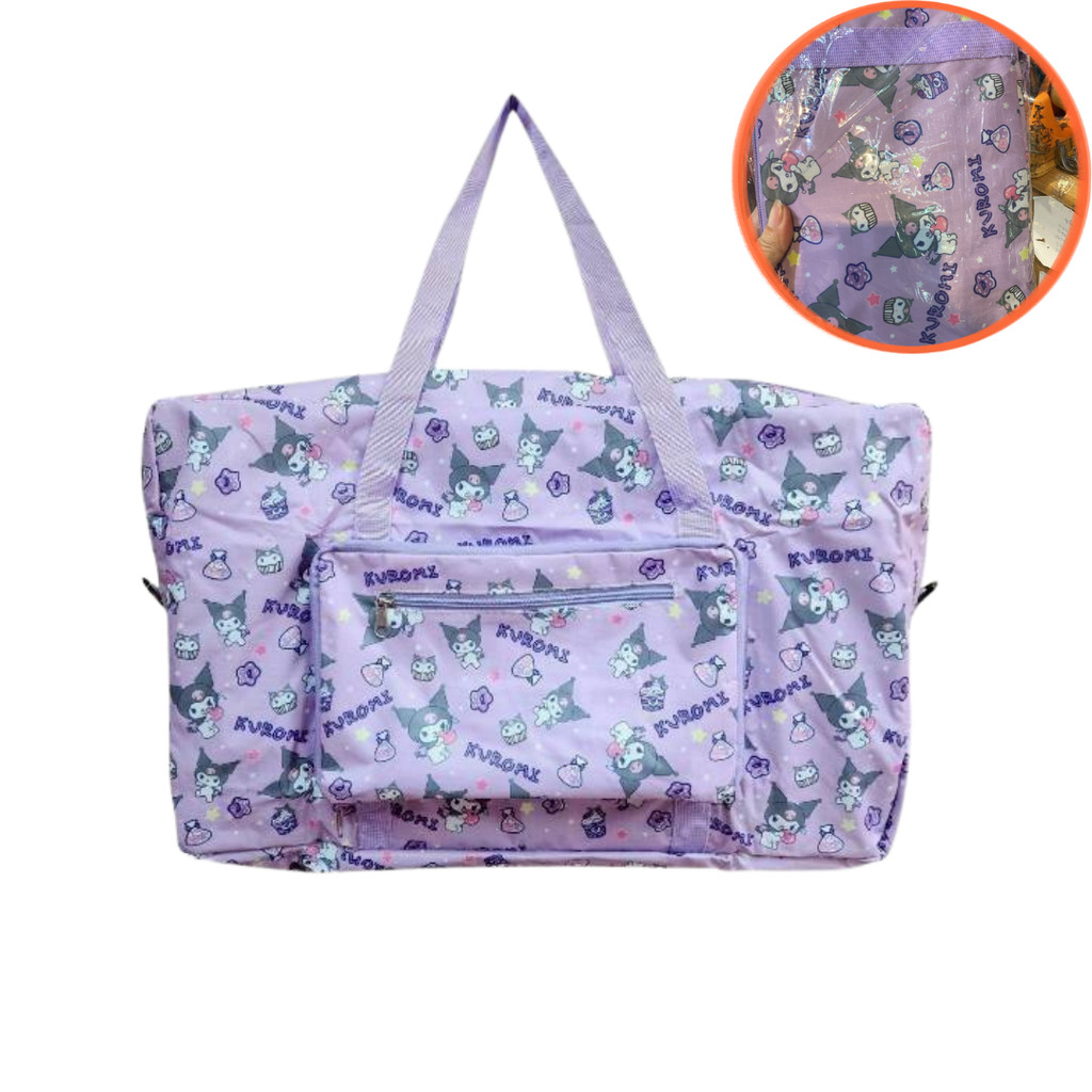 มาใหม่ตามกระแส กระเป๋าผ้าร่ม มีช่องสอดกระเป๋าล้อลาก สายซิปสีเข้ากับตัวผ้า ขนาดตอนพับ 30×20 cm. ขนาดตอนกาง 70×36×17 cm.