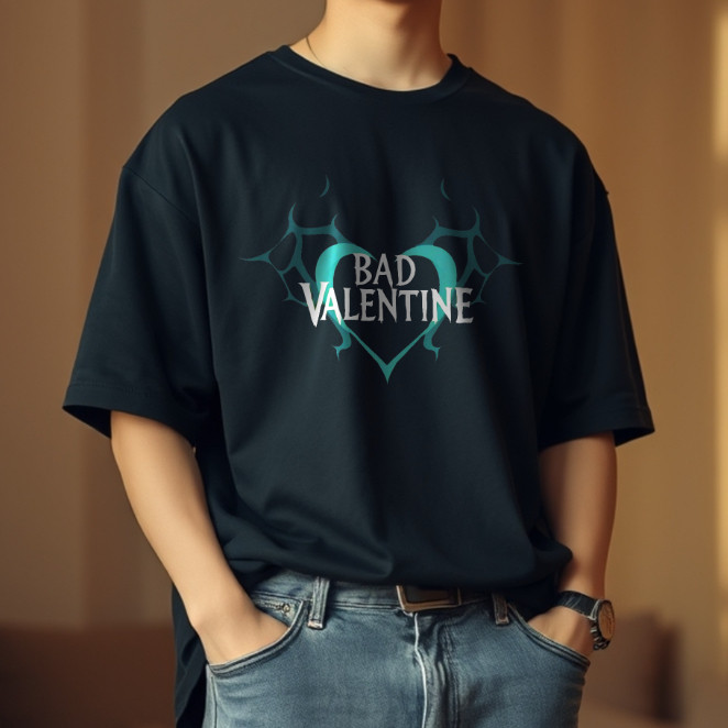 เสื้อยืดValentine แบรนด์ Vibeon ทรงโอเวอร์ไซต์คอกลมผ้าคอตตอนพรีเมี่ยม 100%S-5XL