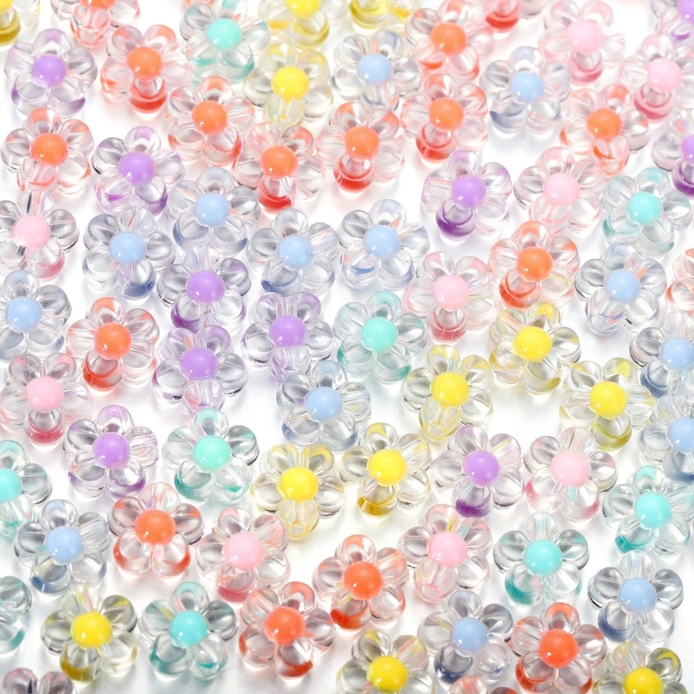 20-50ชิ้น ลูกปัดดอกไม้ใส (12.5mm) อะคริลิค สําหรับทําเครื่องประดับ สร้อยคอ สร้อยข้อมือ DIY