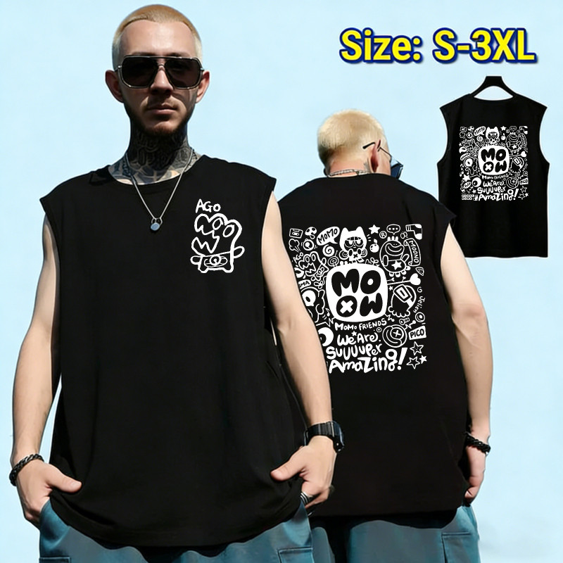 Sea.Tee แขนกุด เสื้อยืด oversize ผ้าCotton 100% เสื้อกีฬา ลายพิมพ์แฟชั่น” MOMO”สบายและนุ่ม ราคา ถูกที่สุด ดีลบีเคเค แกลเลอรีภาพที่ 5