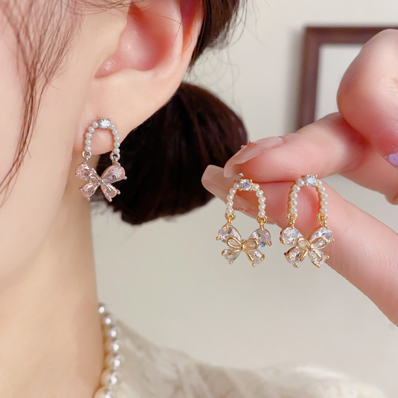ส925 เงินเข็มประณีตแฟชั่นแสงหรูหรามุกผีเสื้อที่ดีงามที่เรียบง่ายอ่อนโยนต่างหูขายส่ง