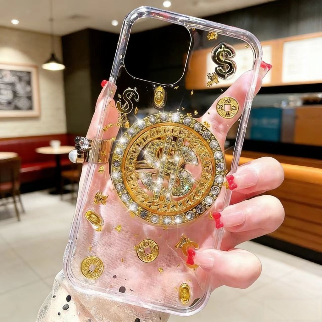 สามมิติ Dollar Turntable เหมาะสําหรับ Apple 17promax เคสโทรศัพท์ iPhone16plus เคสป้องกัน 14 พรีเมี่ย