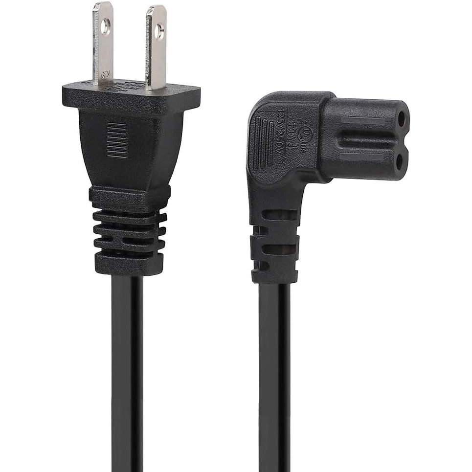 6FT สายไฟทีวี 2-Prong รูป 8 สายไฟมุม L-Type IEC C7 (รูป 8) สายไฟทดแทนสําหรับ LCD LED Mornitor, IEC C