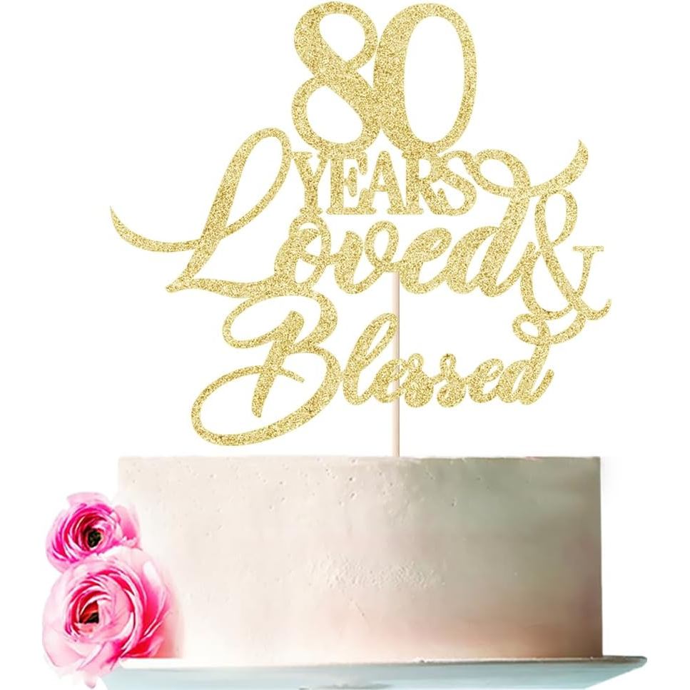 80 ปี Blessed & Loved เค้ก Topper,80th วันเกิด/Anniversary เค้ก Topper, 80th Anniversary Marriage Pa