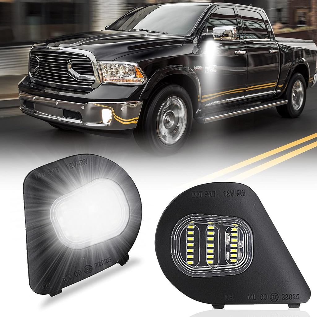 KanSmart สําหรับ Ram Puddle ไฟใช้งานร่วมกับ 2010-2019 Dodge Ram 1500 2500 อุปกรณ์เสริมกระจก Puddle L