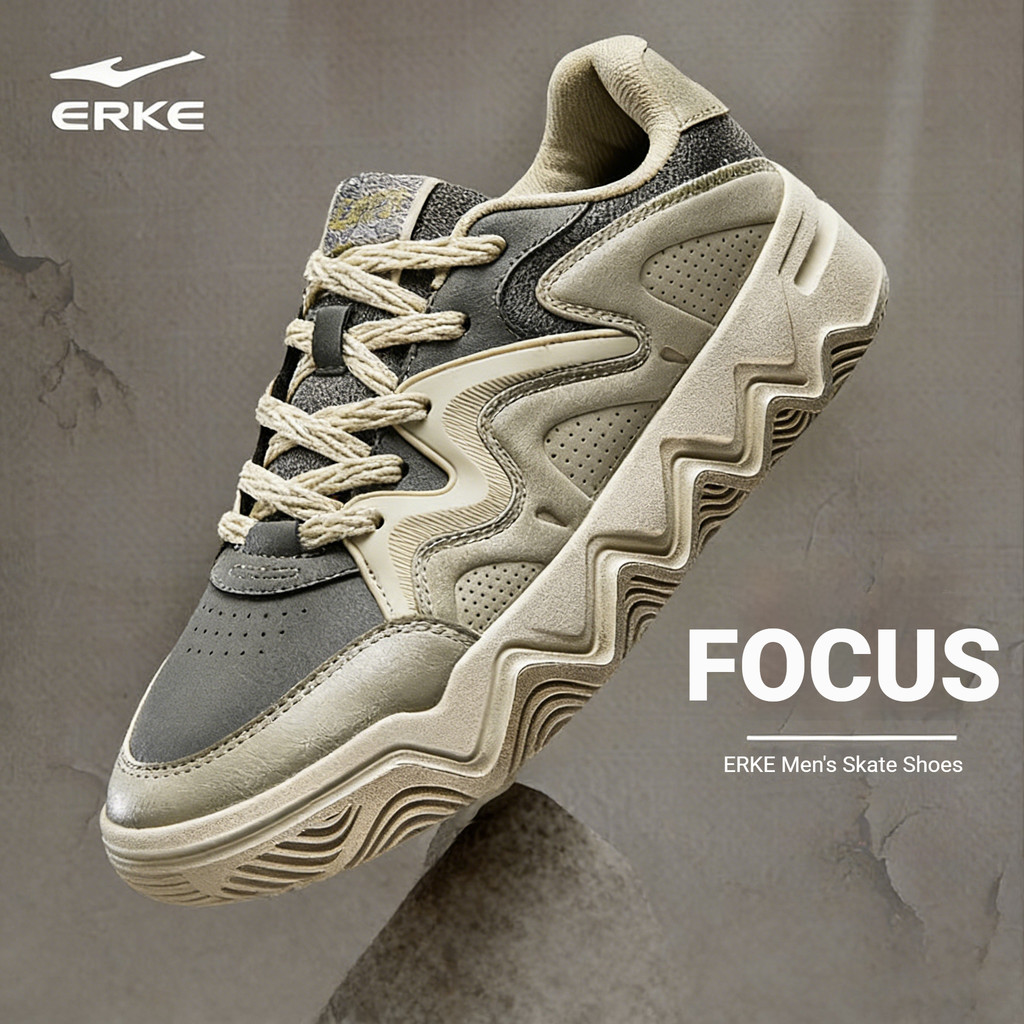 ERKE Focus Couple รองเท้าผ้าใบลําลองสําหรับผู้ชาย พื้นหนา หน้าหนังสังเคราะห์ 51124401106