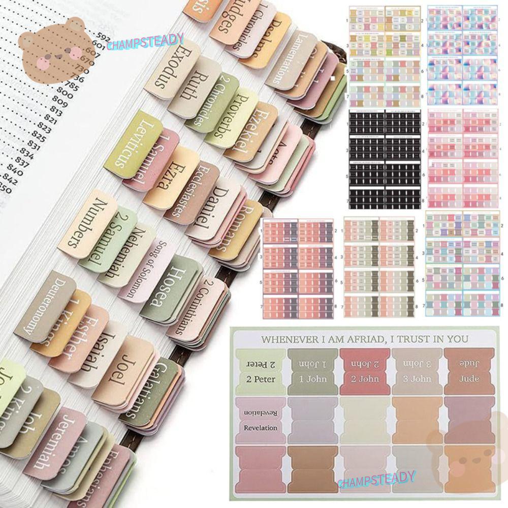 CHAMPSTEADY 120PCS Boho Bible Tabs, Laminated Easy Navigation Laminated Bible Tabs, Self กาวสีสันหลา