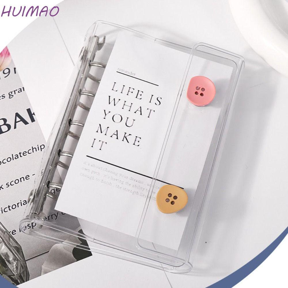 HUIMAO M5 Binder, 5 หลุมหลายสีโน้ตบุ๊คแบบหลวม,กันน้ําโปร่งใส double-buckle PVC Mini Binder นักเรียน