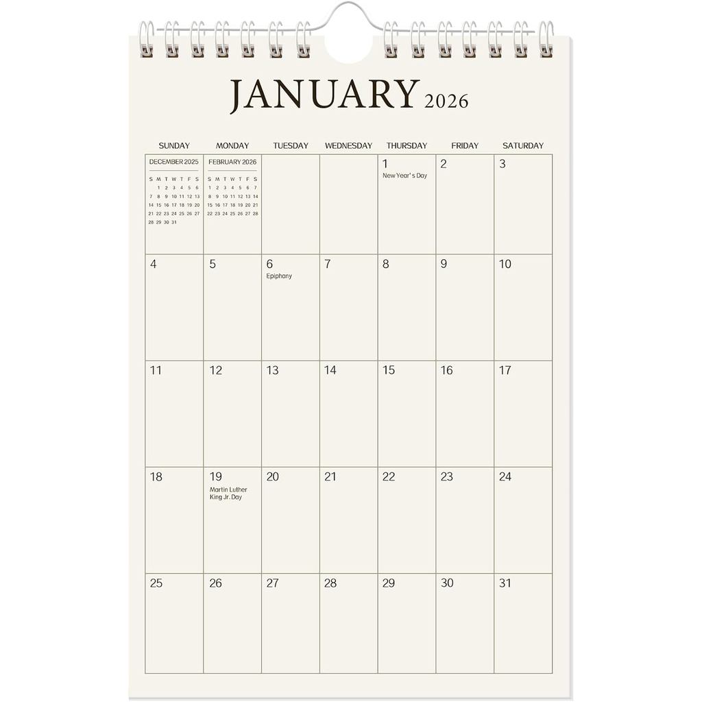 GussLee ปฏิทินติดผนัง 2026,18 เดือนแนวตั้ง 9"x6" แขวนผนังปฏิทินขนาดเล็ก Minimalist Notepad Planner ค
