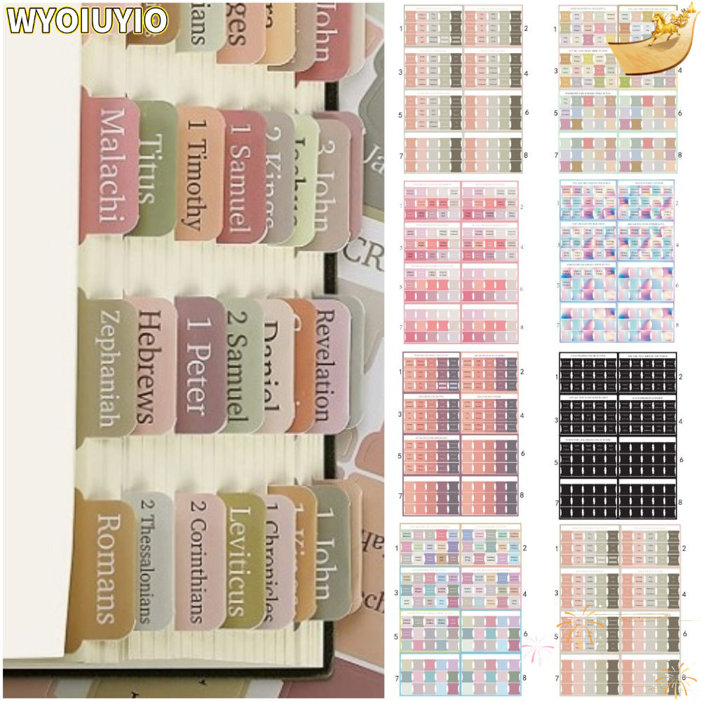 WYOIUYIO 120PCS Boho Bible Tabs, Easy Navigation Multi-Color Laminated Bible Tabs, สวยลามิเนตกาวตนเอ