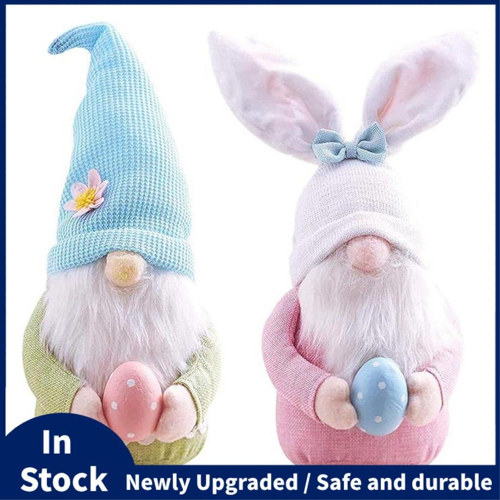2 ชิ้น Bunny Gnome พร้อมไข่อีสเตอร์, Handmade Gnome Faceless ตุ๊กตา,สําหรับตกแต่งห้องเด็กและตกแต่งฤด