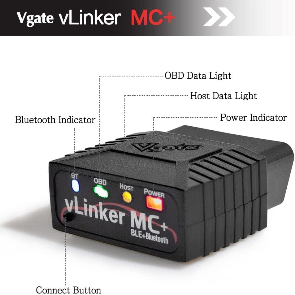 Vgate vLinker MC+ Bluetooth OBD2 เครื่องมือสแกนวินิจฉัยรถยนต์สําหรับ iOS, Android, Windows