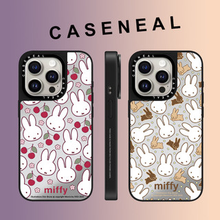 CASENEAL การ์ตูน Graffiti กระต่าย Cherry mirror face เคสโทรศัพท์สําหรับ iPhone 17 Pro Max 16 ProMax 15Pro 14 Plus 13 12 11 โทรศัพท์กันกระแทกขอบนุ่ม hard กรณีป้องกัน