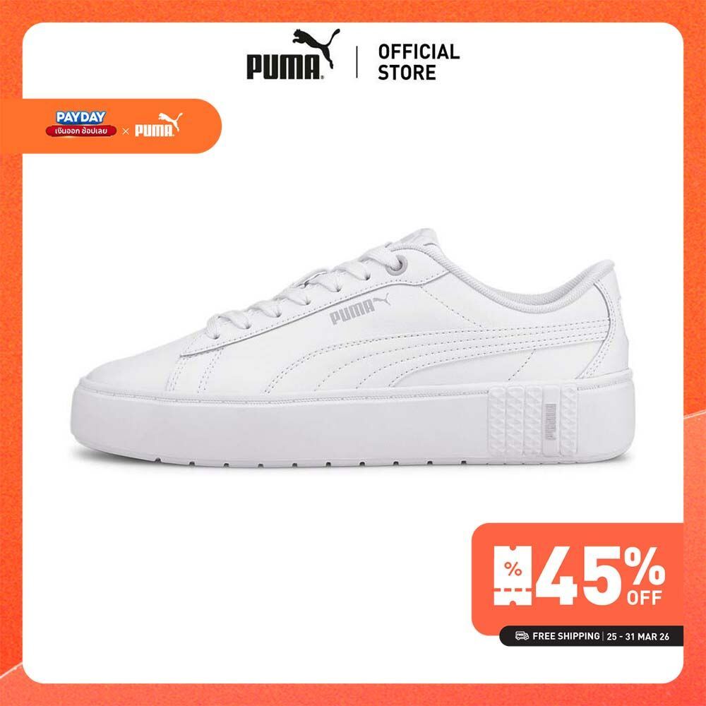 PUMA BASICS - รองเท้ากีฬาผู้หญิง Smash Platform v2 L สีขาว  - 37303501
