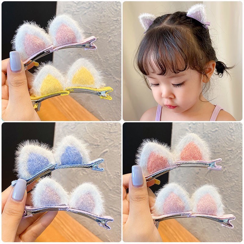 Spot Goods#Kindergarten hair clips with cute 3D cat ears, children's hair accessories, little girls'