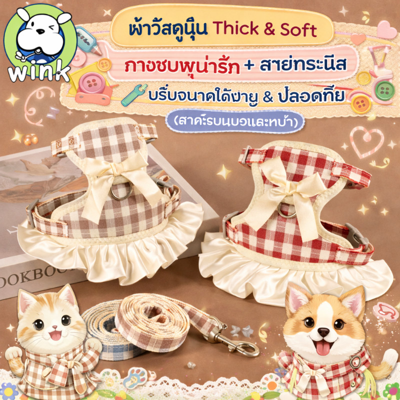 COD สายพันสัตว์เลี้ยง2ใน1 กระแส skirt ทั้งแมวหมา ผ้านุ่ม หายใจได้ ปลอดภัยไม่ทำร้าย ราคาหนึ่งใช้สองอย่าง