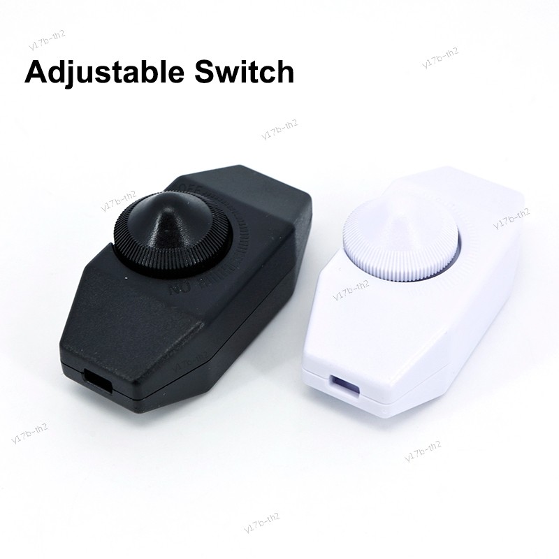 220V Led Dimmer สวิทช์ปรับ Controller สีขาวสีดํา Knob โคมไฟ Dimmer สายไฟสวิทช์ปลั๊กตารางชั้น Light Dimming บน Off 17TH2