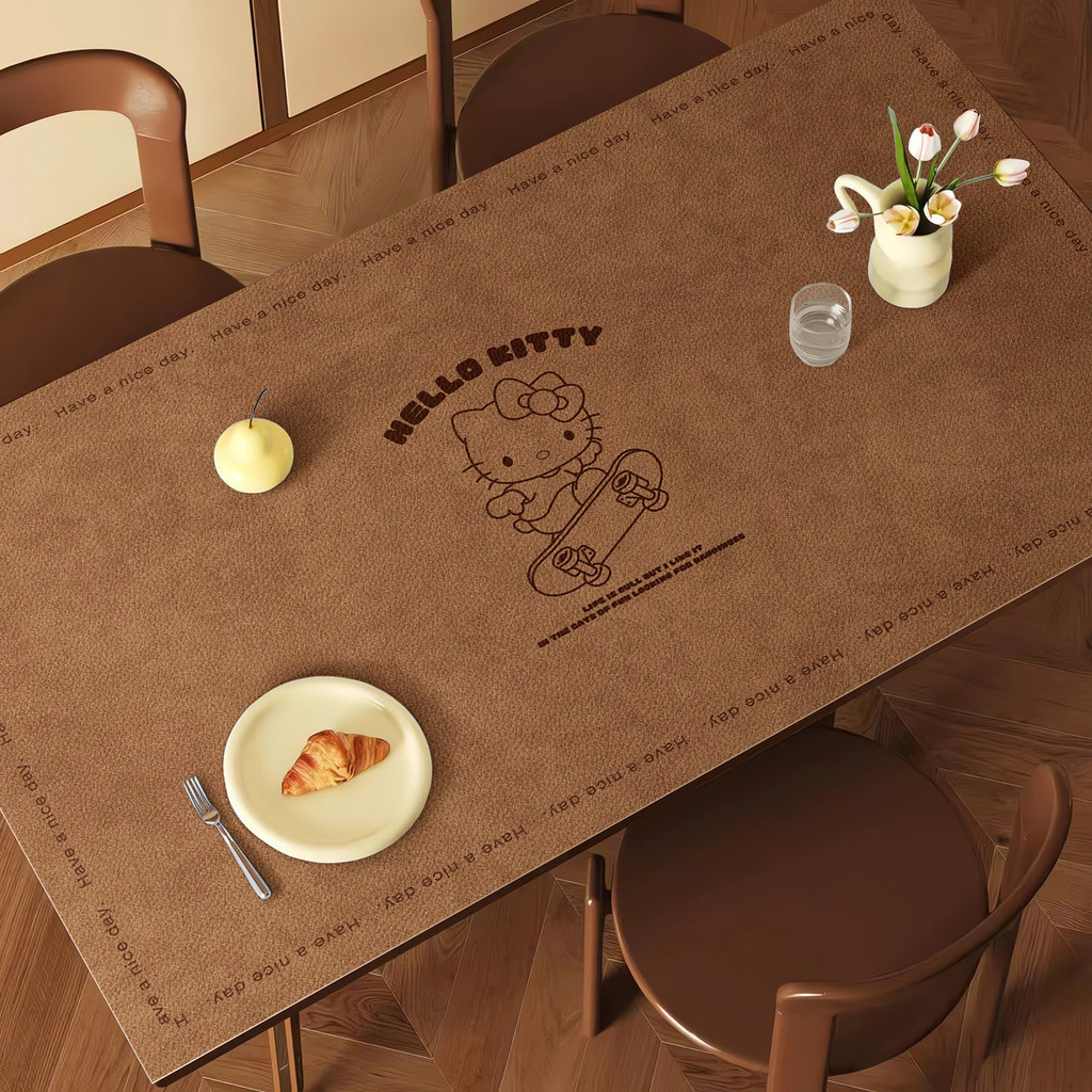 Tyk b.Imitating Cowhide รูปแบบ Retro สไตล์การ์ตูน HelloKitty ผ้าปูโต๊ะหนังกันน้ํา Erasable Oil-Proof