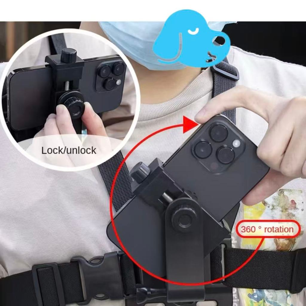 สายโทรศัพท์มือถือคลิปหน้าอกรัดสายคล้อง 360° Outdoor องศาสำหรับใช้กิจกรรมเหมาะกับ GoPro และทุกรุ่น