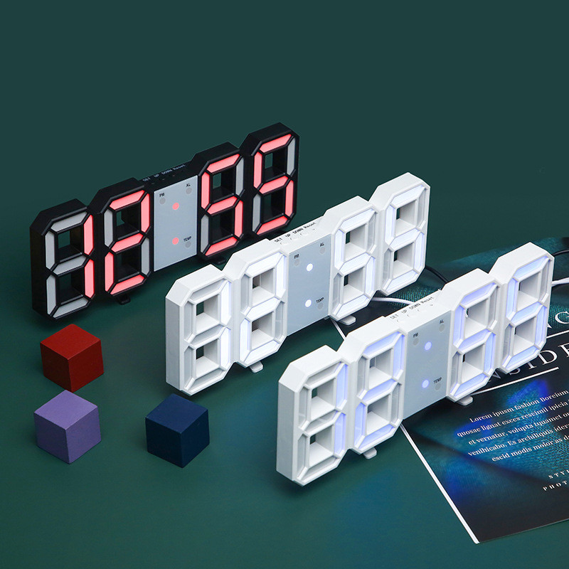 3D Wall Clock Creative LED Luminous wall sticker electronic wall clock simple desktop decoration