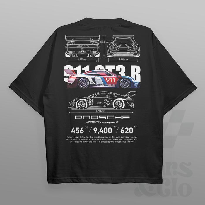 รถพิเศษ Porsche 911 GT3 R rennsport เสื้อยืด Blueprint - เสื้อยืด 911 GT3 R ผ้าฝ้ายรอบคอพิมพ์