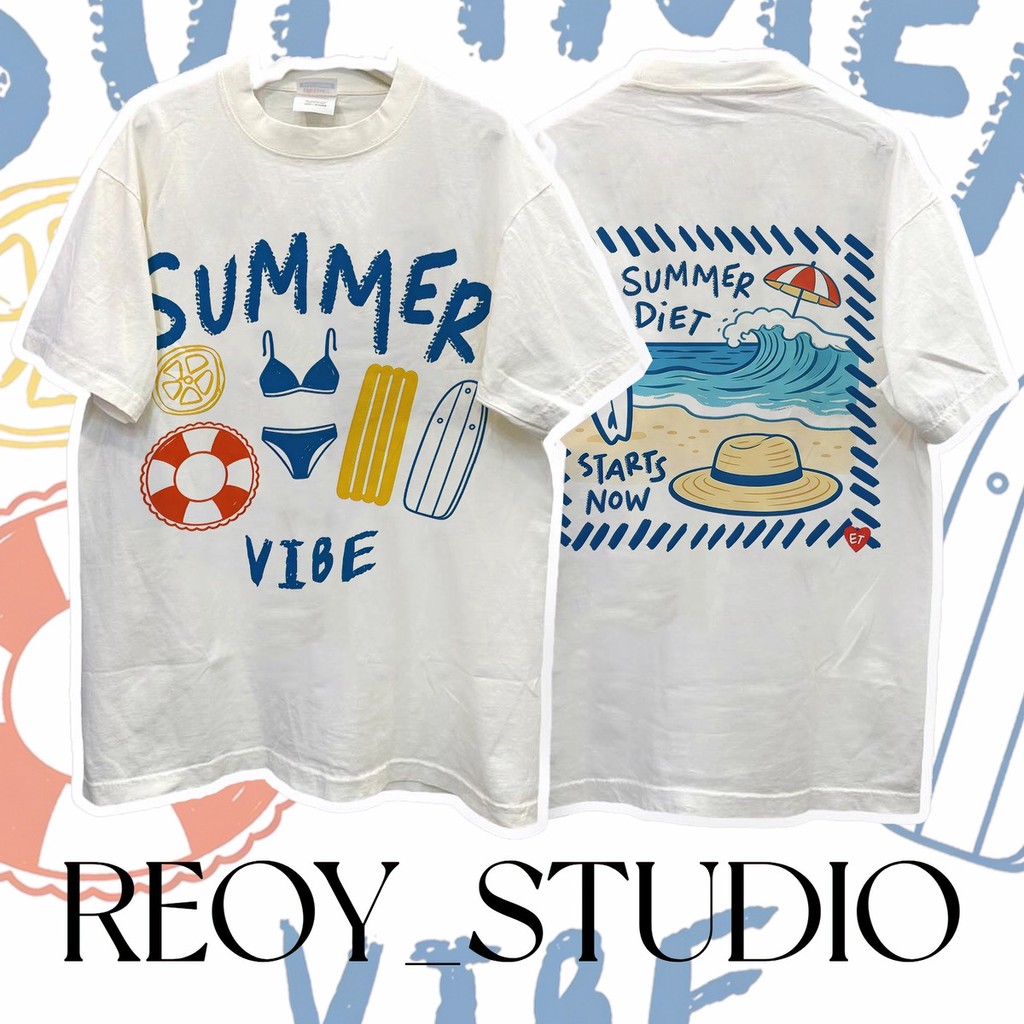 เสื้อยืด oversize เกาหลี สงกรานต์ ผ้าเทคโนโลยี จากอเมริกา ผลิตโดยร้าน งานใหม่เป็นงานมือ unisex ใส่ได้ทั้ง ชายหญิง #001