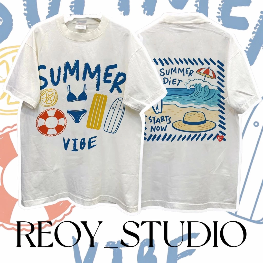 เสื้อยืด oversize เกาหลี สงกรานต์ ผ้าเทคโนโลยี จากอเมริกา ผลิตโดยร้าน งานใหม่เป็นงานมือ unisex ใส่ได้ทั้ง ชายหญิง #001