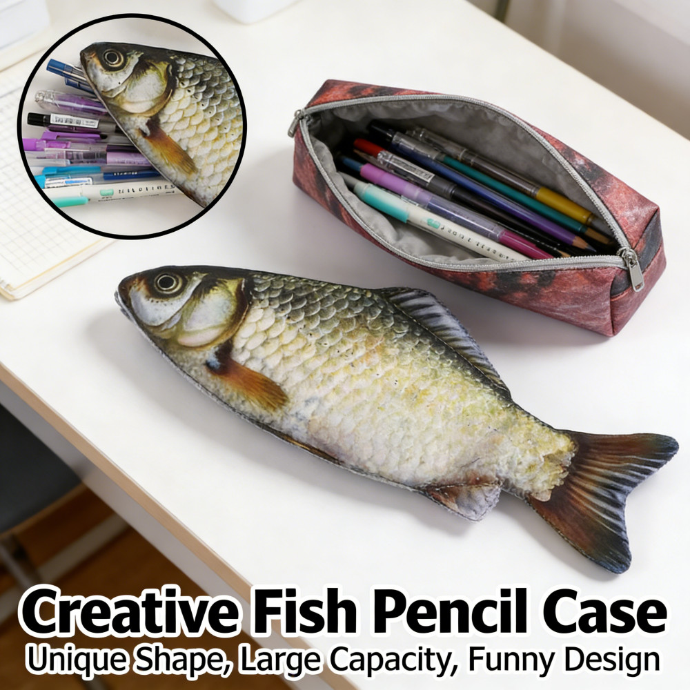 Case Pencil Salted Fish & Crucian Carp Creative Unique Funny Design School Stationery Shape