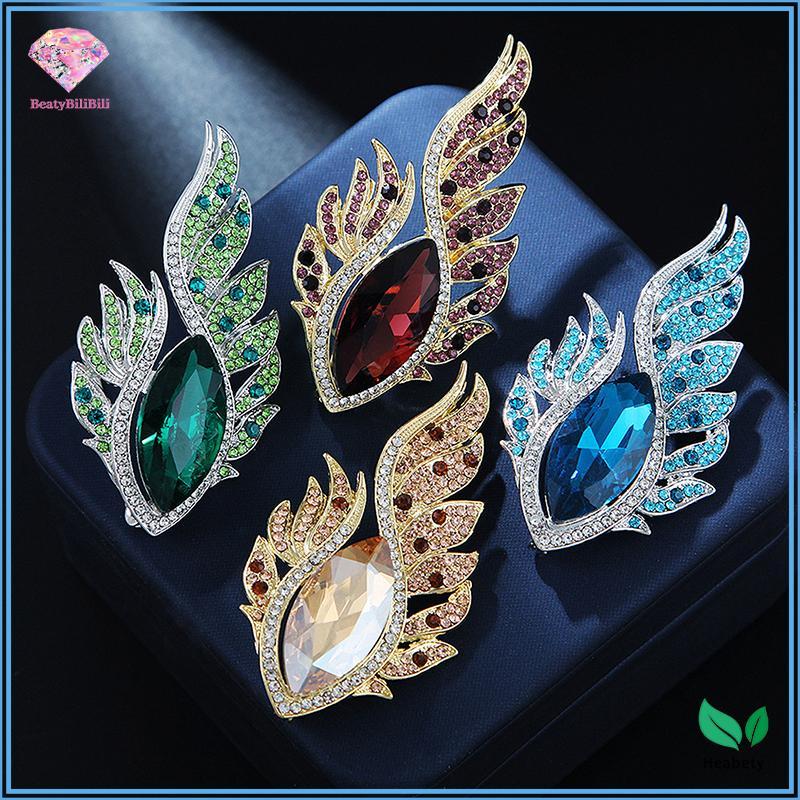 เข็มกลัดคริสตัล Phoenix Eye Feather Heabety เสริมความสวยงามสำหรับผู้หญิง