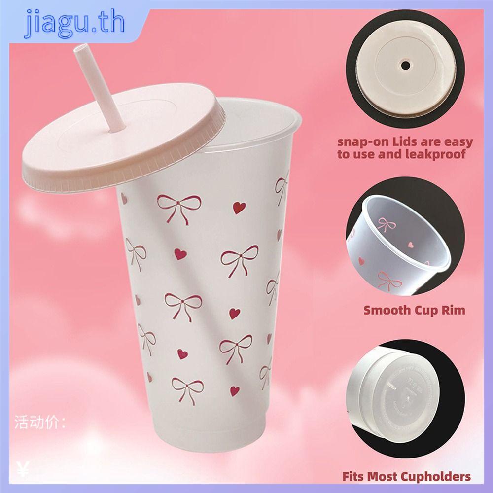 JIAGU 1/4/6Pcs 24oz/700ml ฤดูร้อน Sippy Cup, Bubble Tea Coffee ขวดน้ําความจุขนาดใหญ่, Creative Juice