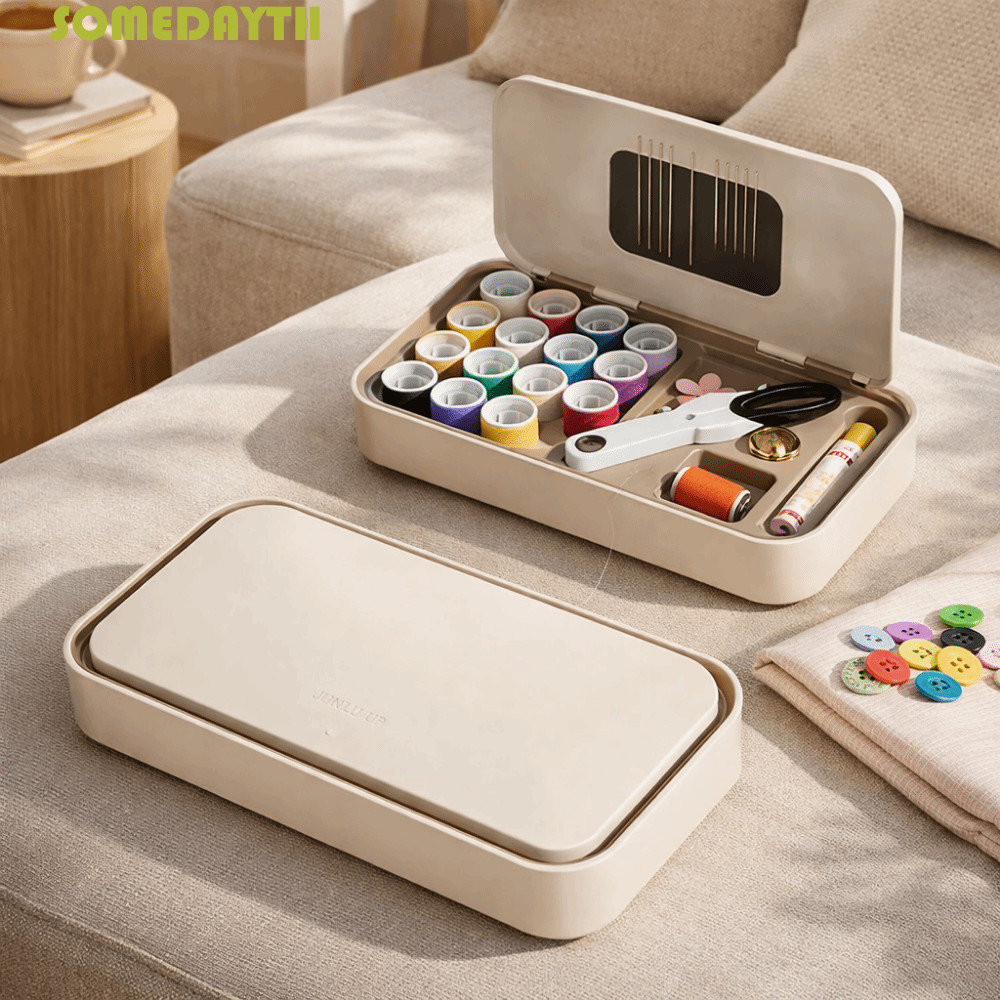 SOMEDAY กล่องด้ายเข็ม, ชุดเครื่องมือเย็บผ้ามัลติฟังก์ชั่นประหยัดพื้นที่, Handy Accessories Magnetic Manual Tool Easy Sewing Needle And Thread Kit ซ่อมฉุกเฉิน