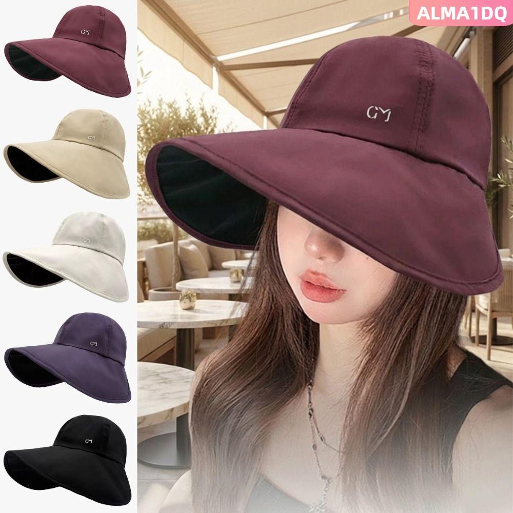 หมวกปีกกว้างสตรีแบบพับเก็บได้ ป้องกันรังสียูวี กันฝน สำหรับขี่จักรยานและใช้งานกลางแจ้งในหน้าร้อน