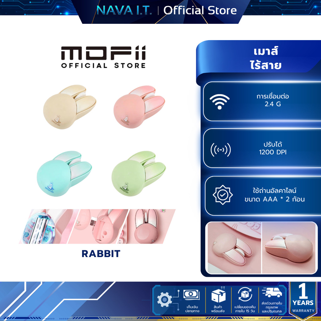 MOFii RABBIT 2.4G wireless Mouse - GREEN/PINK/MILKTEA/BLUE
