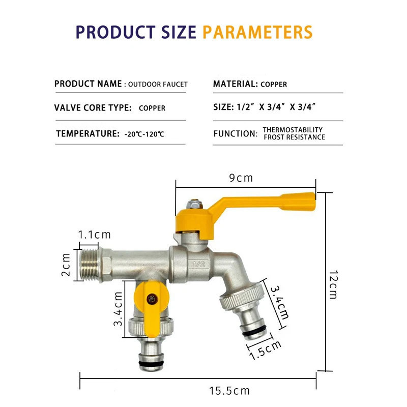รุ่นอัพเกรด วัสดุทองเหลือง ก๊อกสนามสองทาง ก๊อก ก๊อกสนาม2ทาง ก๊อกน้ำ2ทาง ก๊อก2วาล์ว ก๊อกสองทาง ขนาด 1/2 นิ้วขายดี ใช้ดี - รูปที่ 6