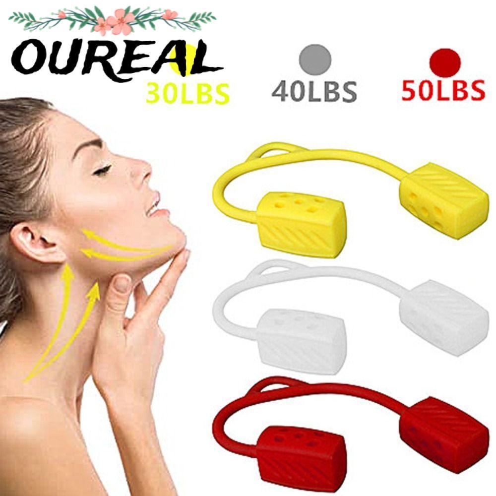OUREAL Jaw Exerciser, ซิลิกาเจลเกรดอาหาร Jawline Exerciser คอ Toning, ความงามอัพเกรด 30/40/50lbs กล้