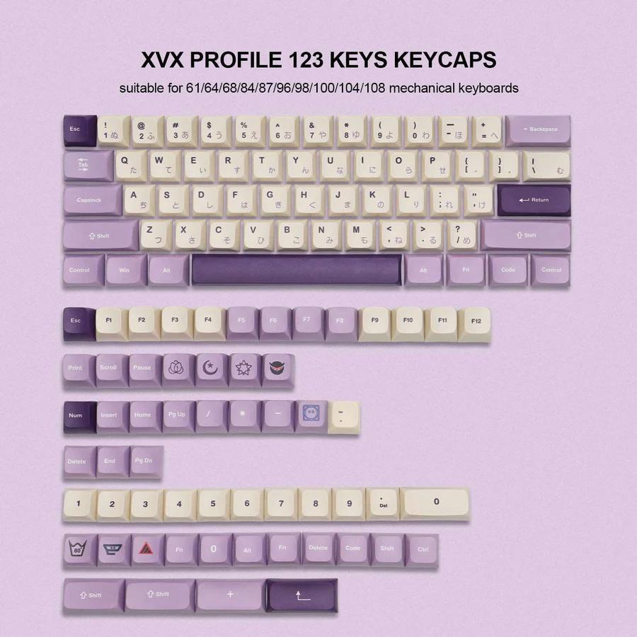 XVX Lavender Purple Keycaps XVX Profile Dye-sub PBT Keycap 123 คีย์