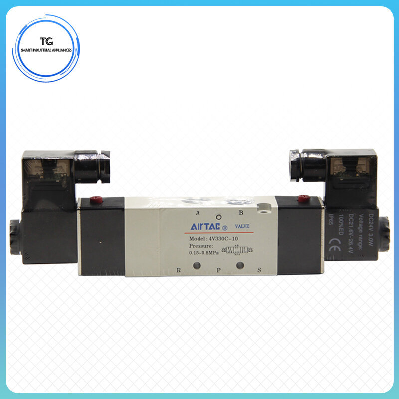 4V330C-10 DC24V 4V330E-10 DC24V 4V330C-08 DC24V 4V330C-08 AC220V AIRTAC ห้าพอร์ตสามตําแหน่งโซลินอยด์
