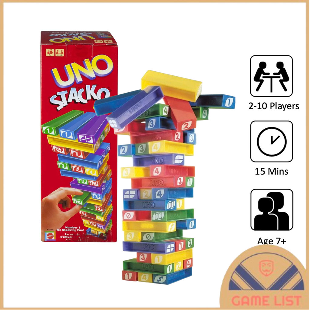 [ร้านค้าในพื้นที่] เกมกลยุทธ์ UNO Stacko ขนาดมินิสําหรับเกมครอบครัวและเพื่อน
