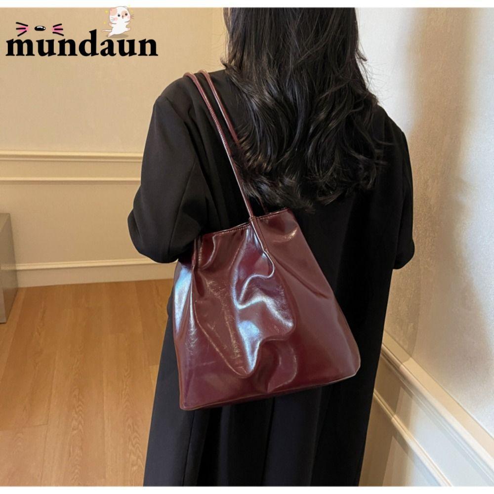 MUNDAUN ถุงสะพายเอวิธีการช้อปpingและใช้งานประจำวันสำหรับผู้หญิง ทำจากหนังPU สีเดียว ความจุขนาดใหญ่